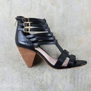 VINCE CAMUTO Caged Huarache Leather Cone Heel Sandals